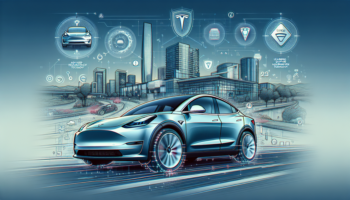 alt_text: Tesla Model Y on an open road showcasing its advanced safety features.